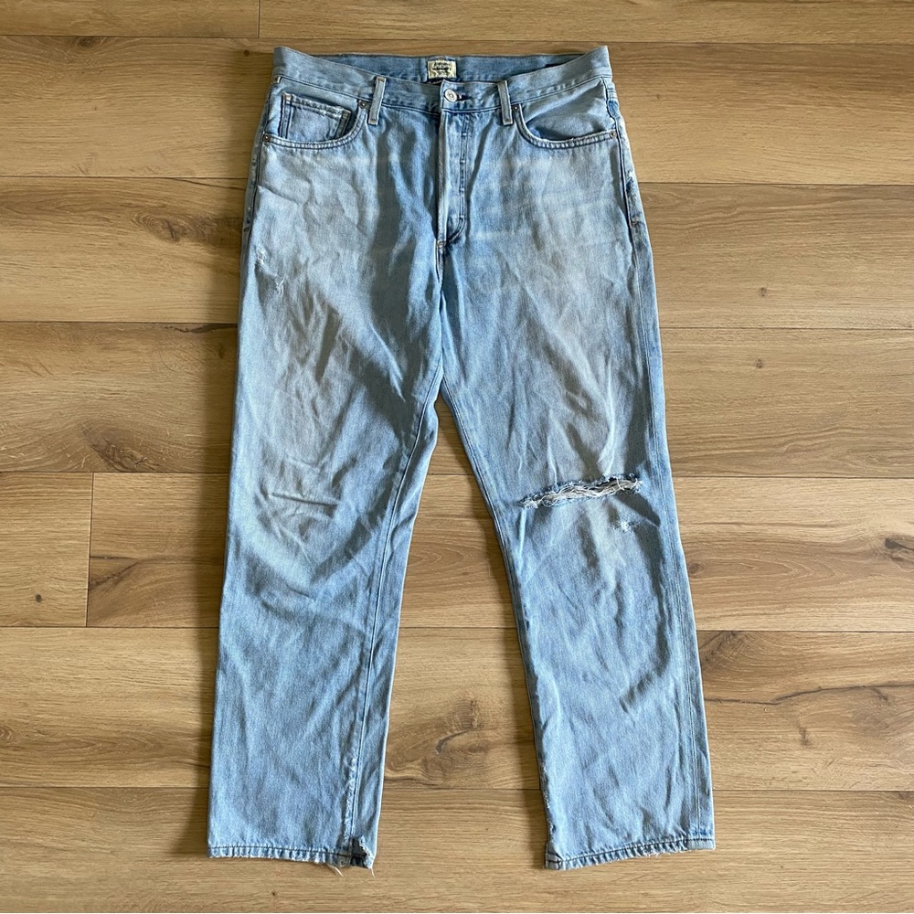 Citizens of Humanity McKenzie curved straight leg light wash distressed jeans 28 - Picture 1 of 11